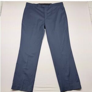 Stafford Tailored Culture Mens Blue Grey Textured Flat Front Dress Pants 42X31
